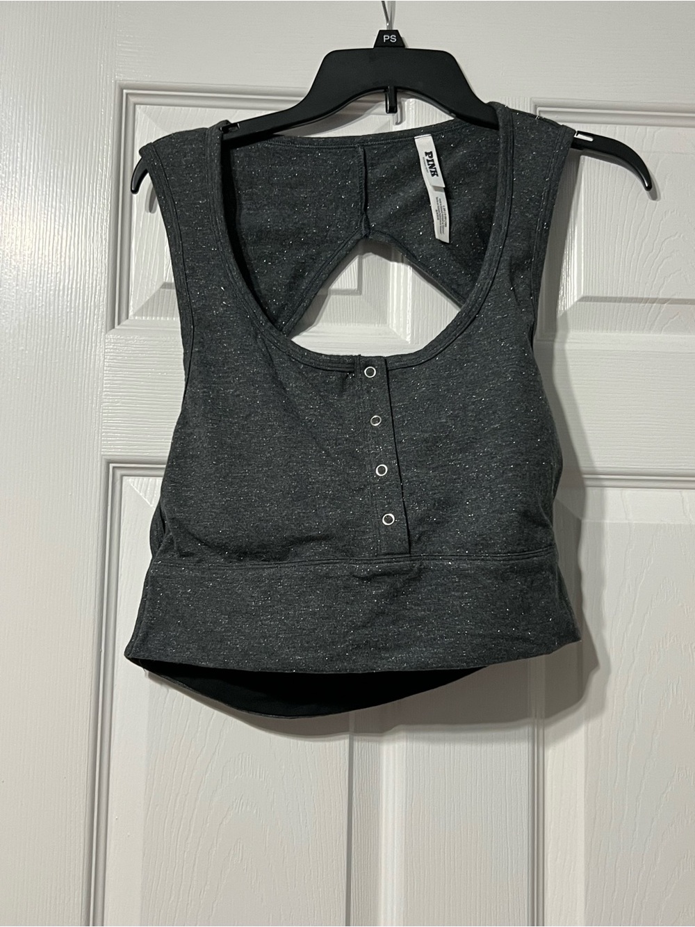 Victoria's Secret Charcoal Gray Speckled Henley Crop Tank